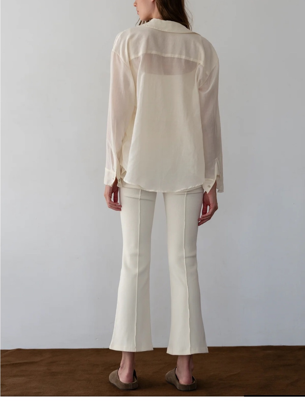 DONNI. Cream Rib Kick Flare Pants - Picture 3 of 7